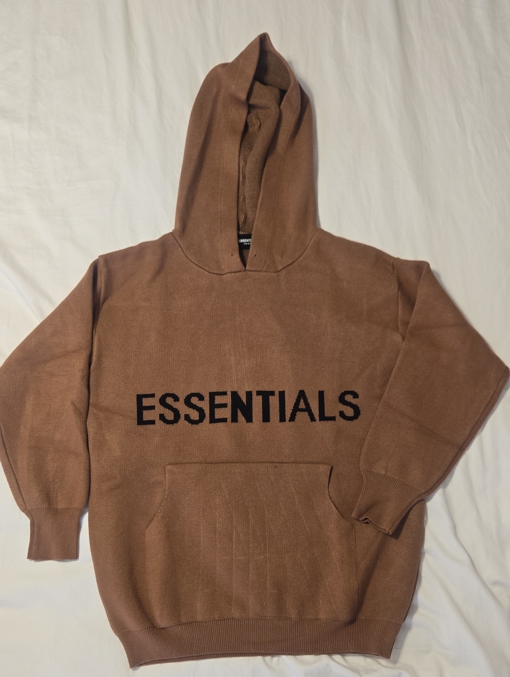 Essentials Brown Hoodie with Black Logo